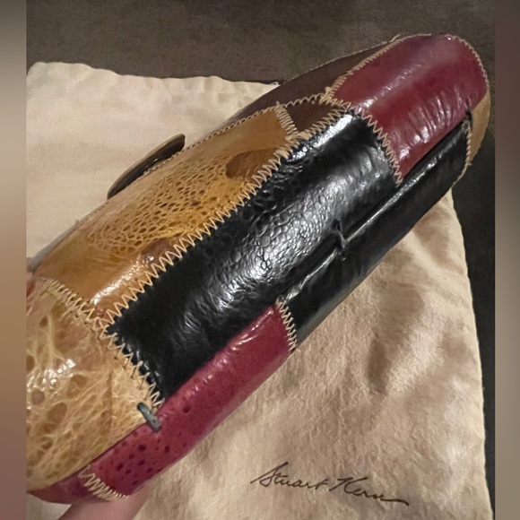 Vintage STUART KERN Exotic Leather Patchwork Crossbody Clutch - Hand-Stitched - Picture 6 of 10